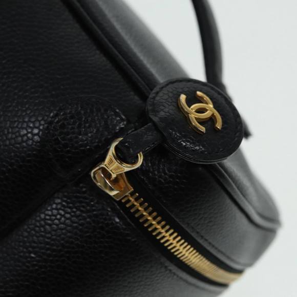 CHANEL COCO Mark Vanity Cosmetic Pouch Caviar Skin Black CC Auth yb640 - Picture 14 of 16